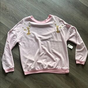 Disney Pink Long Sleeve Tee with Gold Accents